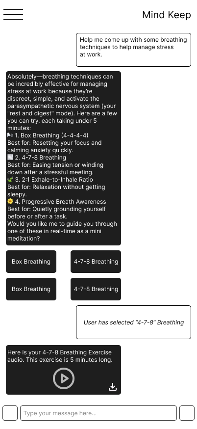 Mind Keep mobile meditation flow prototype